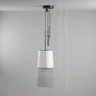 Dimensions of Ceiling Light Rise Pendant, Brass with Empire Natural Parchment Lamp Shade with Maroon Stitching: Height 110-80cm,  Bottom Width 30cm – By NiX