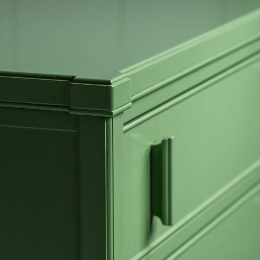 Shipshape Chest of Drawers, Sage Green Edge Design From Side View - By NiX