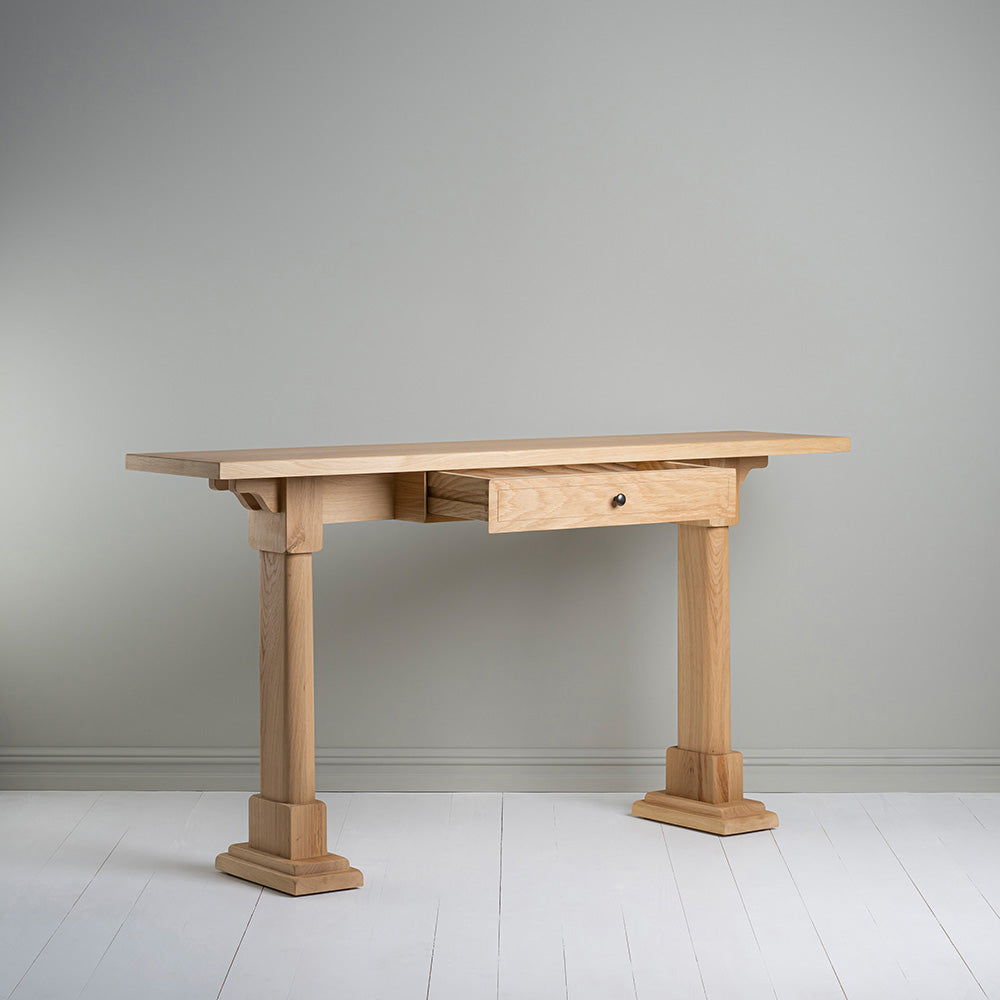 Keepsake Console Table, Oiled Oak With open drawer - Nicola Harding
