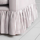 Curtain Call Sofa in Ticking Berry, With Curtain Design Closeup - NiX