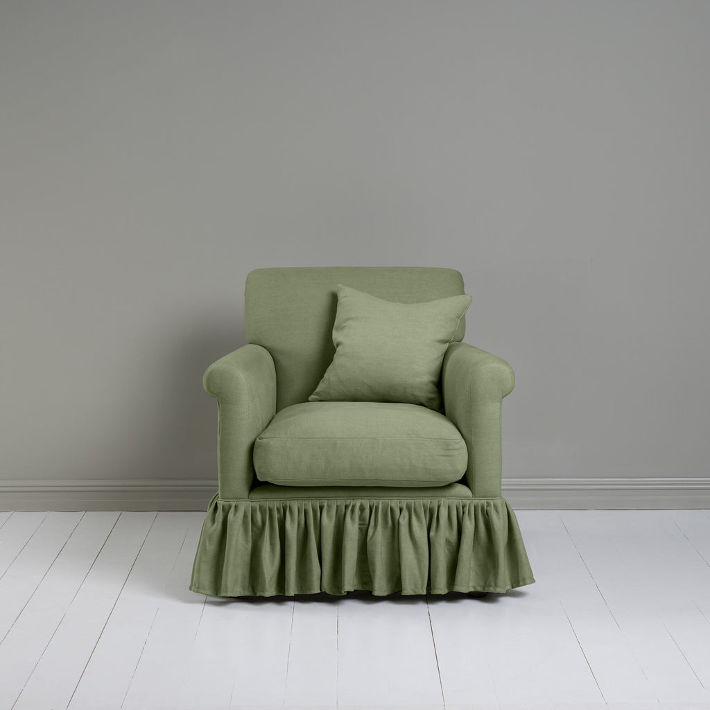 Curtain Call Armchair in Laidback Linen Moss With Cushions - NiX