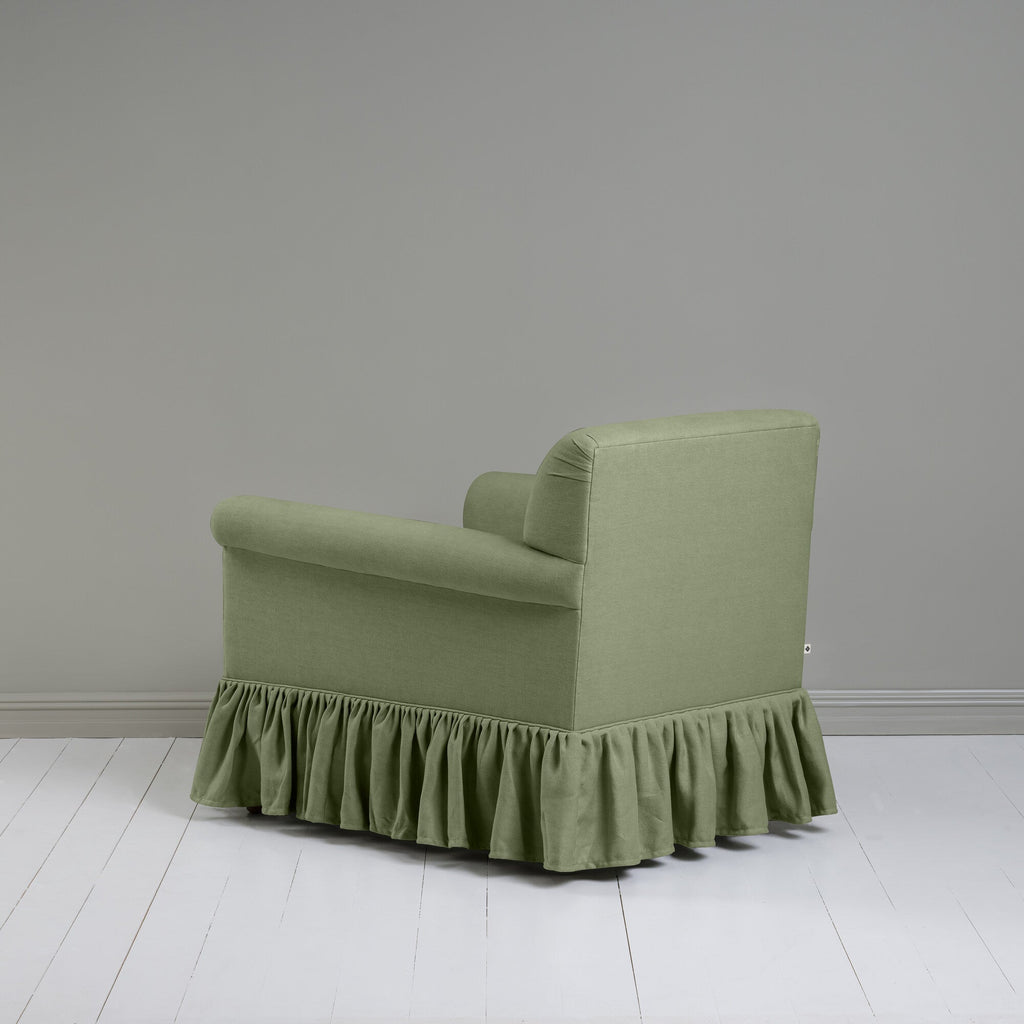 Curtain Call Armchair in Laidback Linen Moss Back View -NiX