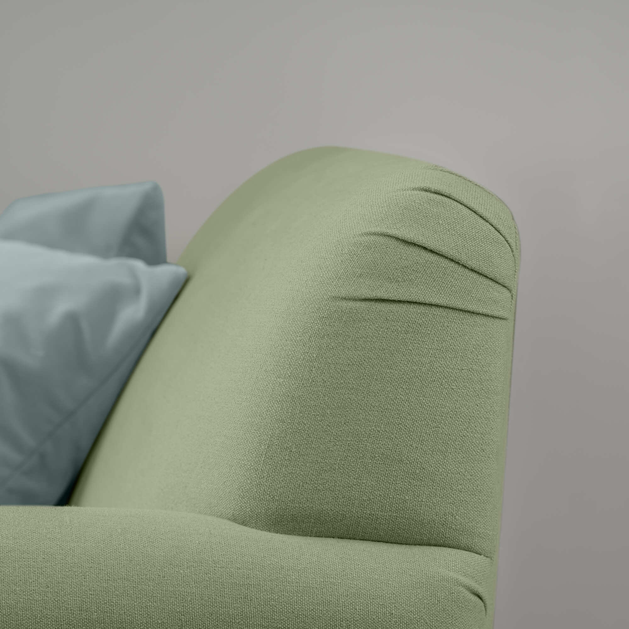 Curtain Call Armchair in Laidback Linen Moss Stitching Design Closeup -NiX