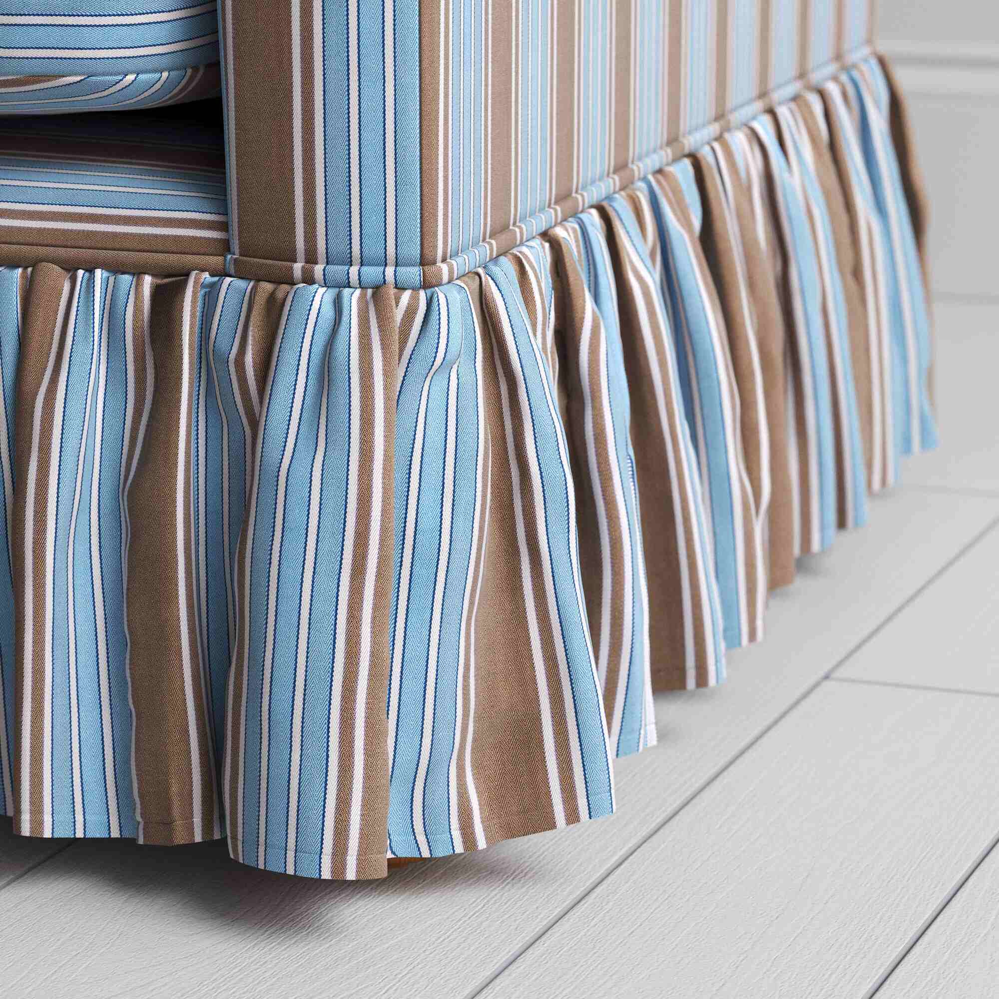 Curtain Call Love Seat in Regatta Cotton, Blue, Curtain Design Closeup - NiX