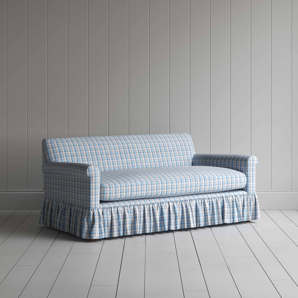 Curtain Call 3 Seater Sofa in Square Deal Cotton, Blue Brown - Nicola Harding