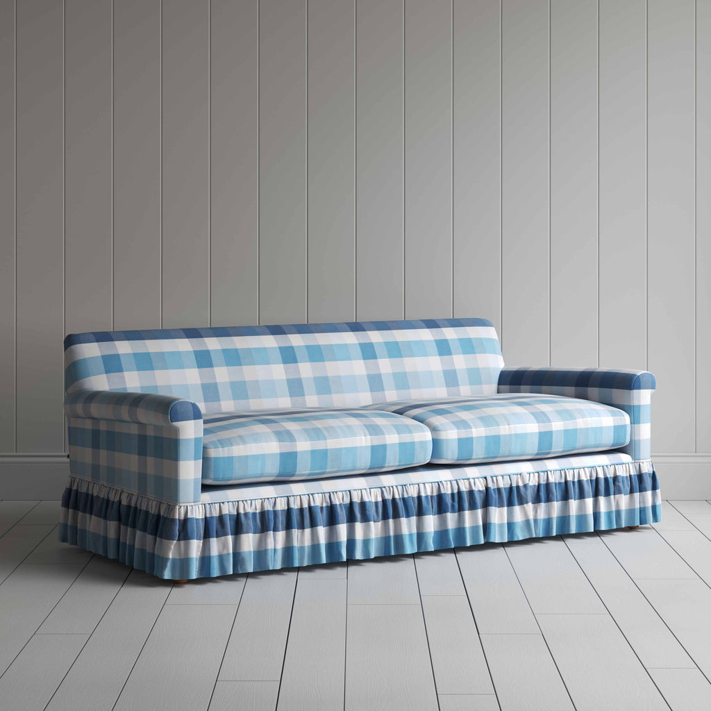  Curtain Call 4 Seater Sofa in Checkmate Cotton, Blue 