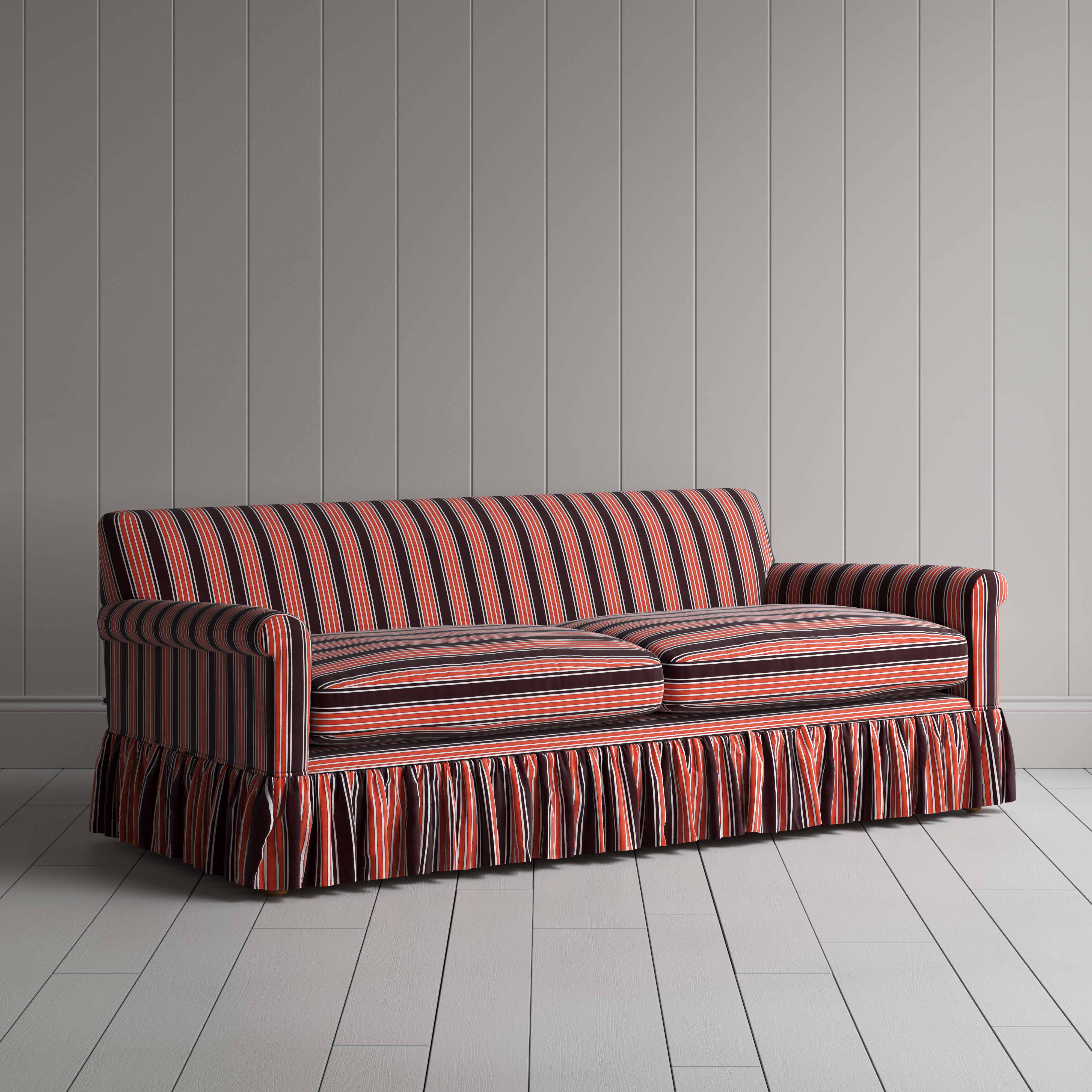 Curtain Call 4 Seater Sofa in Regatta Cotton, Flame - Nicola Harding