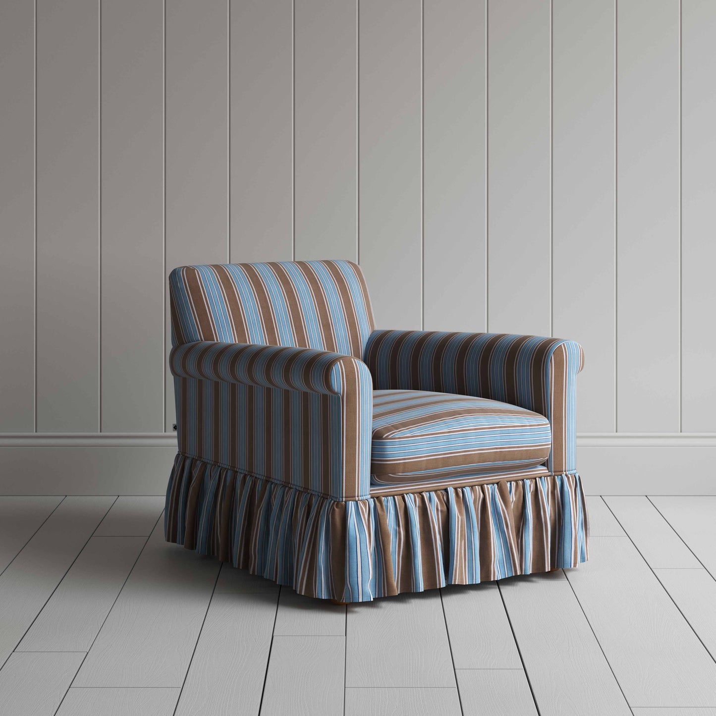 Curtain Call Armchair in Regatta Cotton, Blue - Nicola Harding