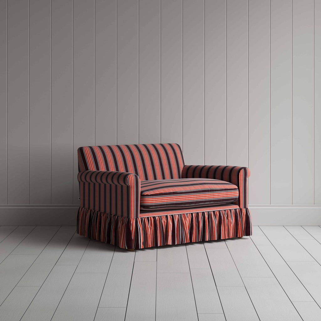 Curtain Call Love Seat in Regatta Cotton, Flame - Nicola Harding