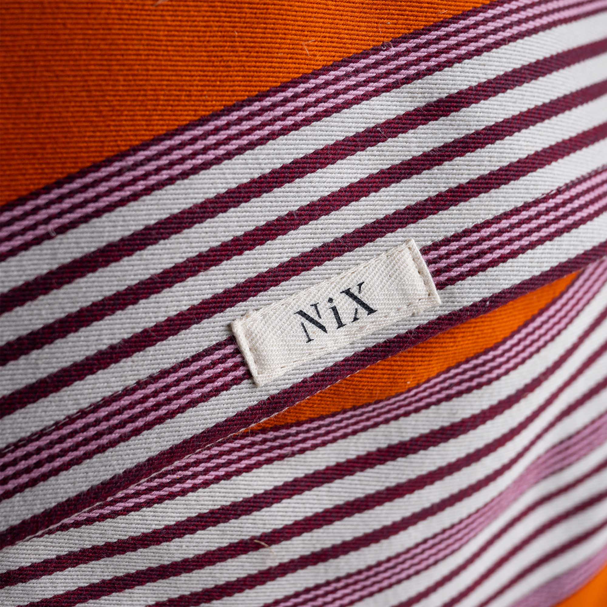 NiX Tag on Rectangle Coddle Cushion in Flow Cotton Linen, Marmalade Orange - Limited Edition