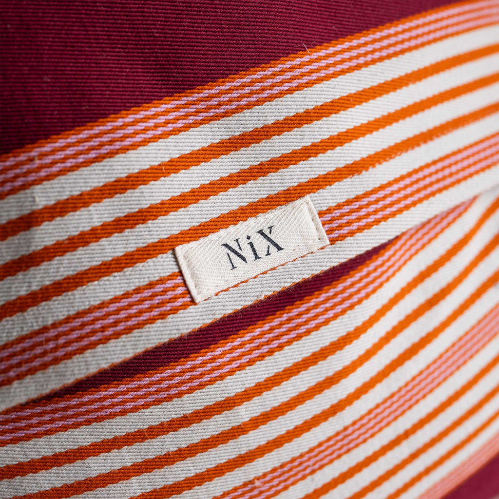 NiX Tag on Rectangle Coddle Cushion in Flow Cotton Linen, Marmalade Orange - Limited Edition