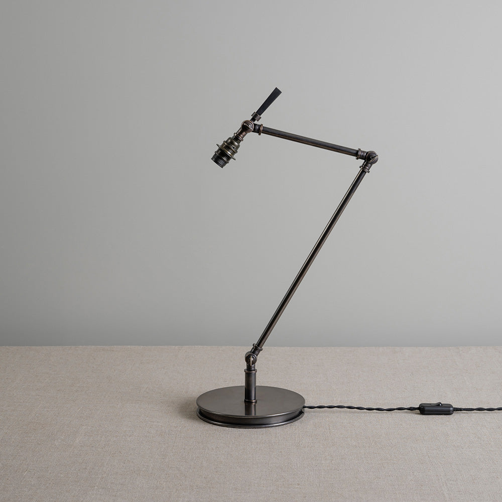 Focused Table Lamp Base in Waxed Brass, With Bulb Holder, and Twisted Fiber Cable - Nicola Harding