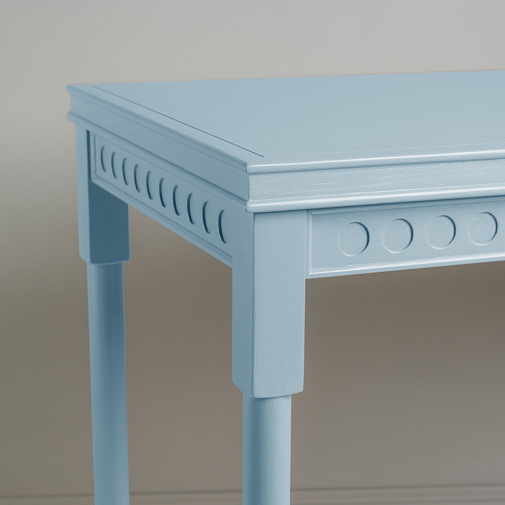 Edge Design Closeup of Sky Blue color Scribble Desk - By Nicola Harding & Co.