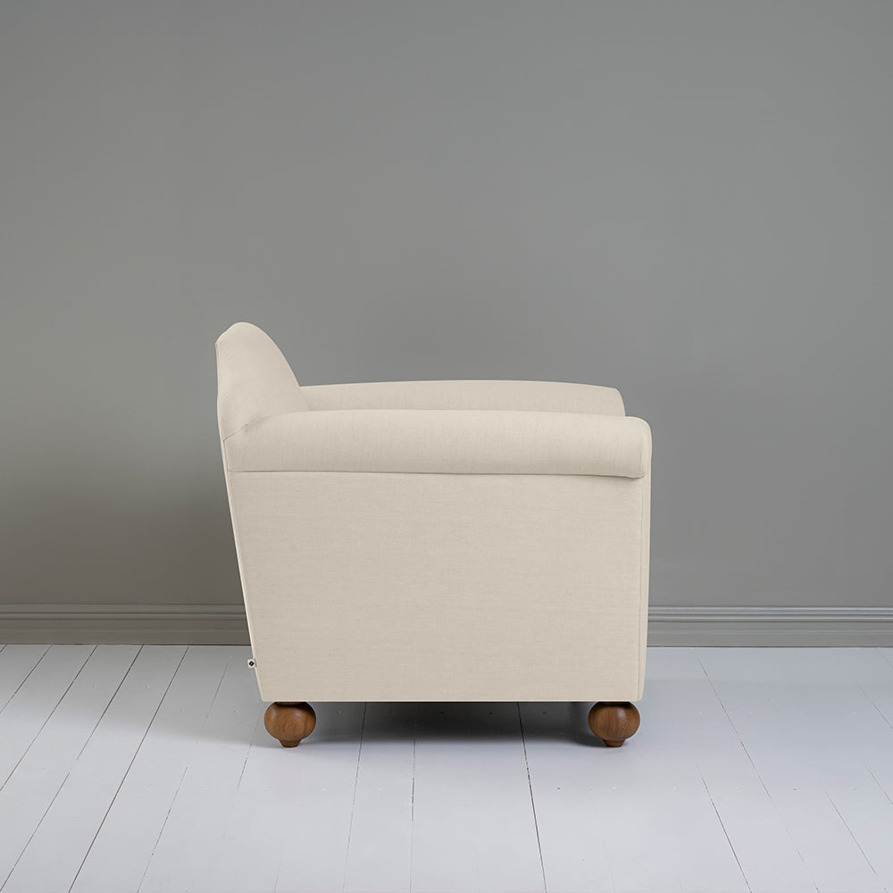 Dolittle Armchair in Laidback Linen Dove Side View- By NiX