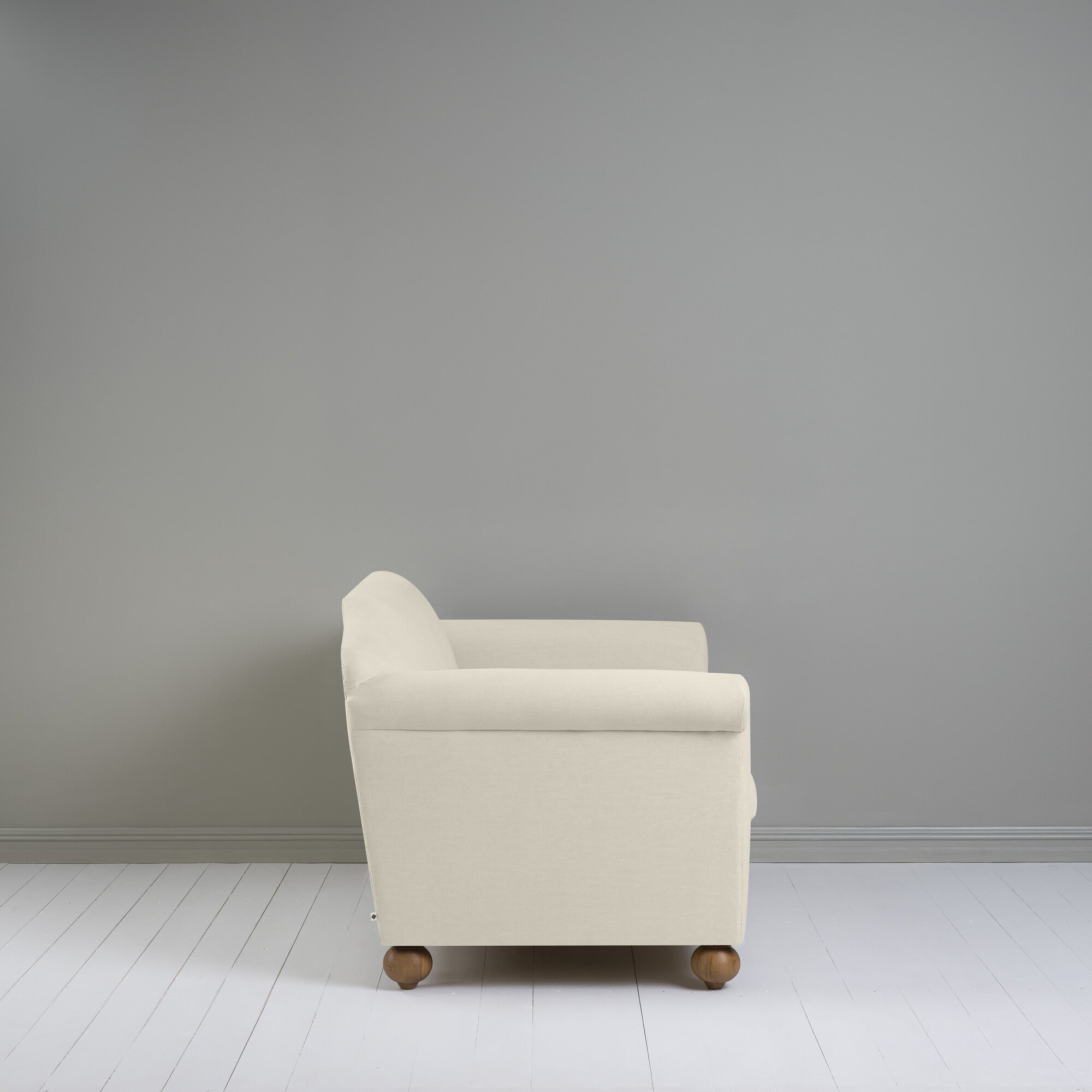 Dolittle 2 Seater Sofa in Laidback Linen Dove Side View - NiX