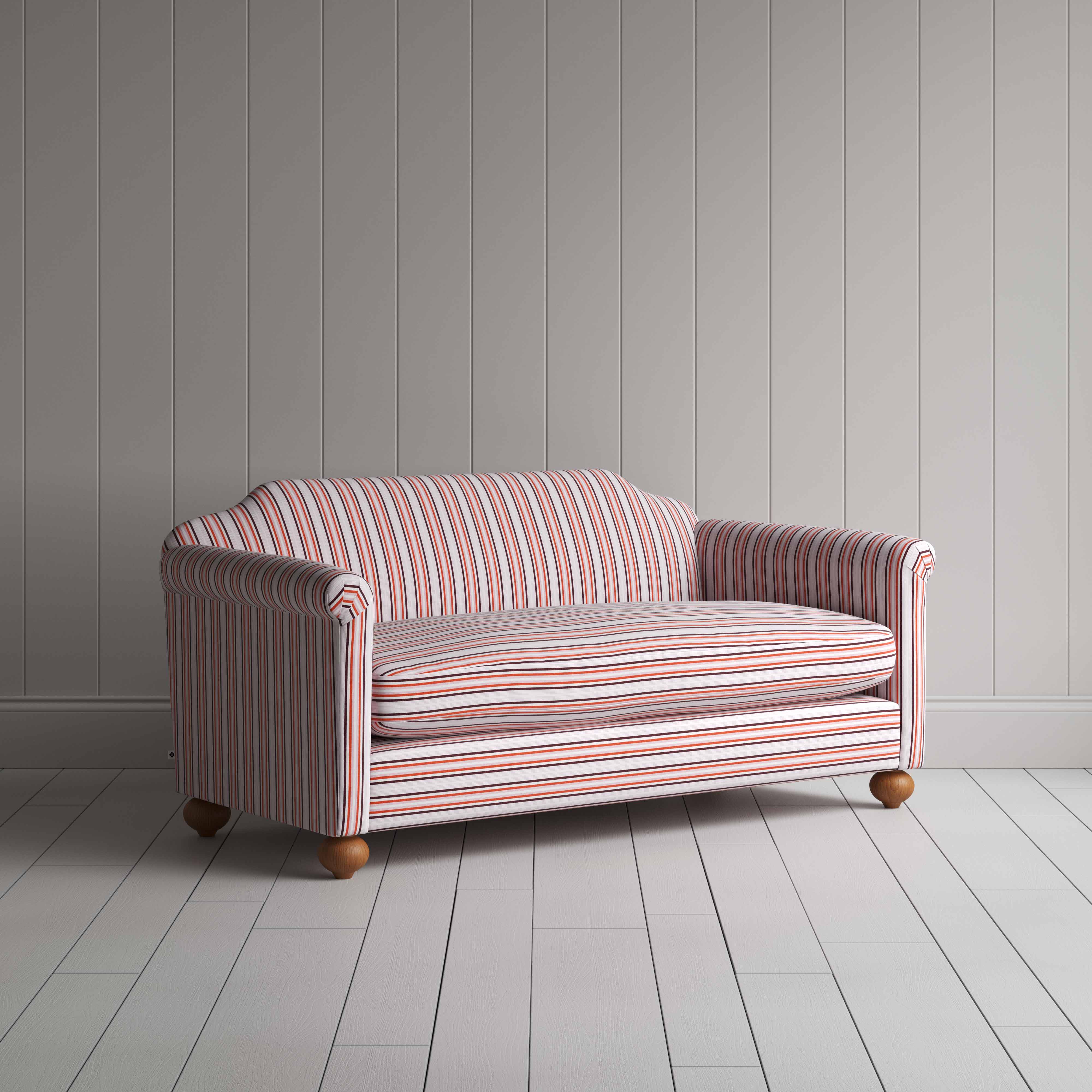 Dolittle 3 Seater Sofa in Slow Lane Cotton Linen, Berry - Nicola Harding