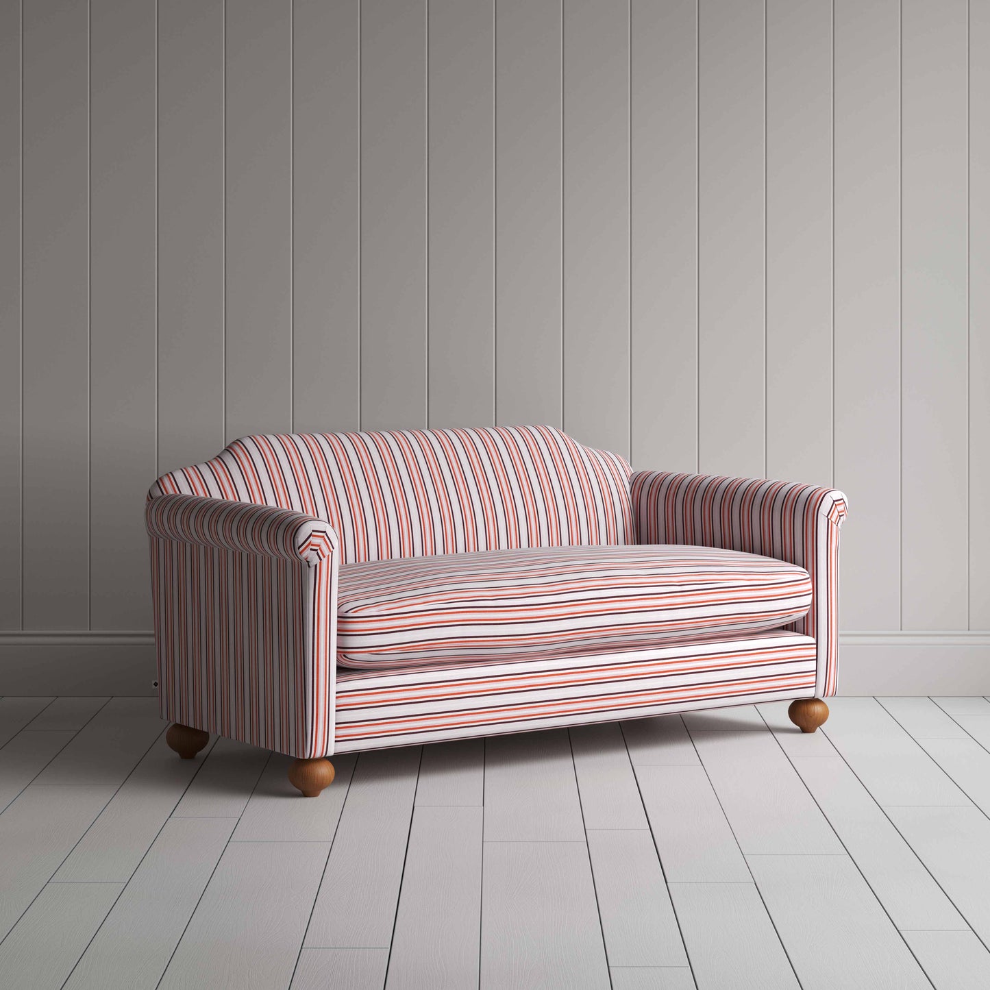 Dolittle 3 Seater Sofa in Slow Lane Cotton Linen, Berry - Nicola Harding