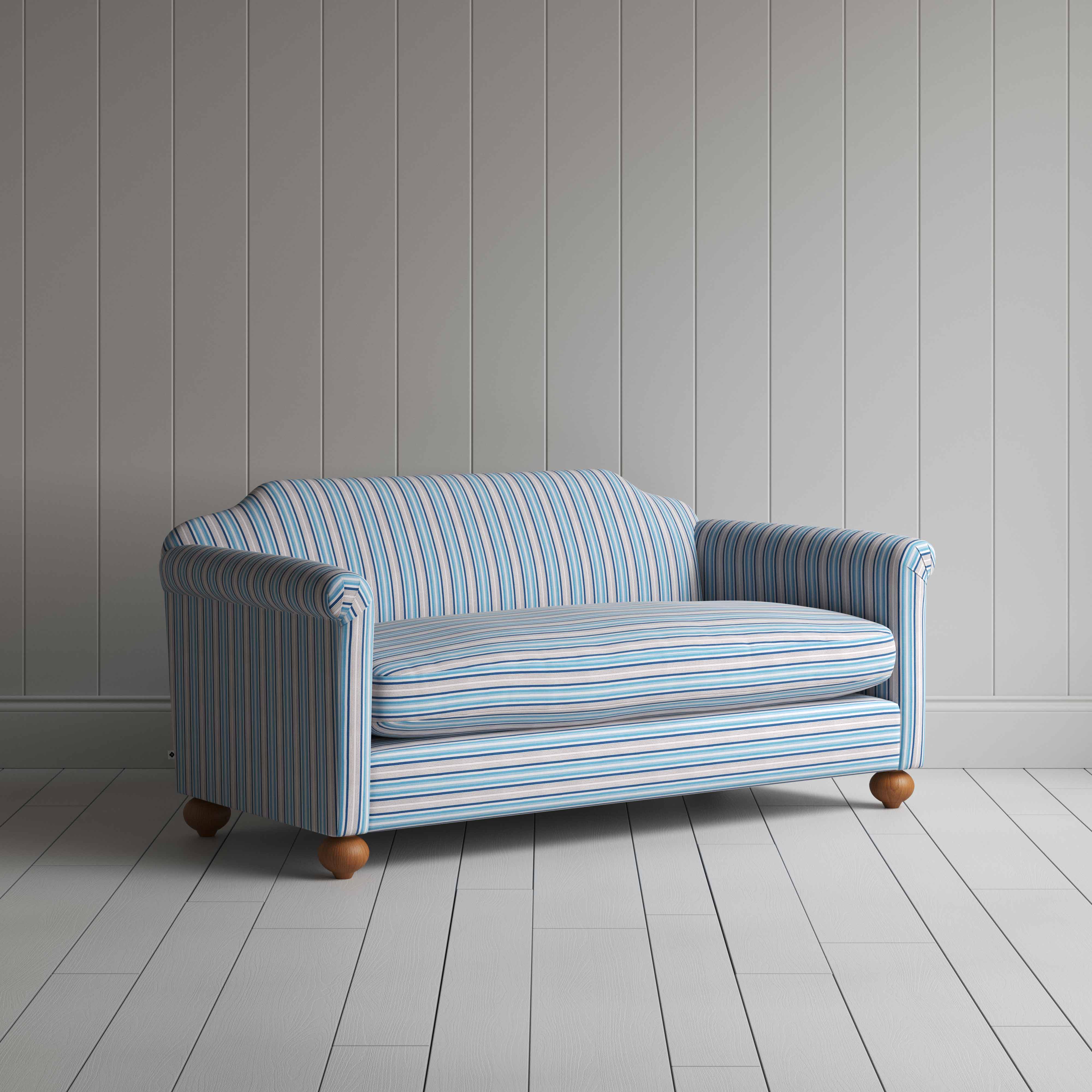  Dolittle 3 Seater Sofa in Slow Lane Cotton Linen, Blue 