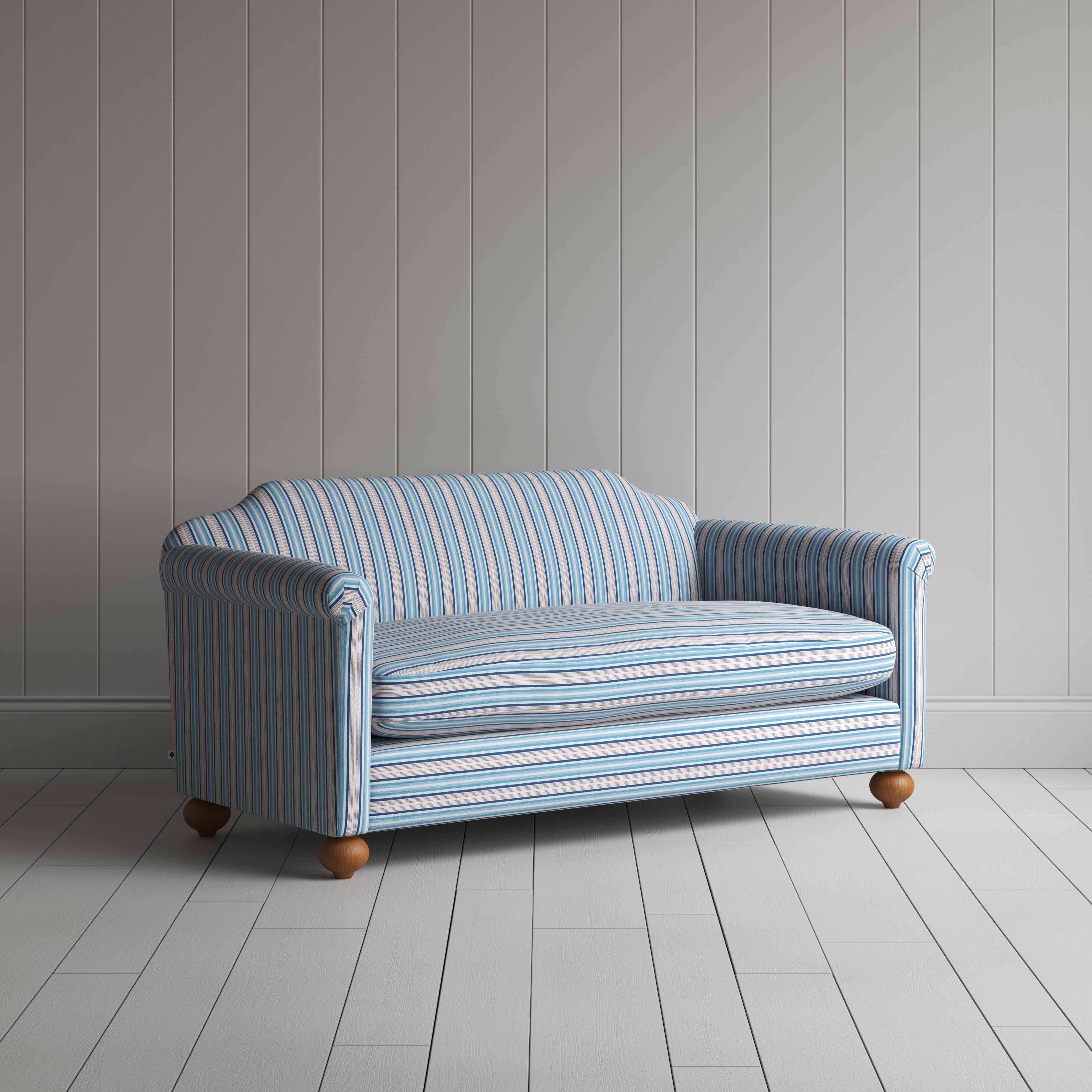 Dolittle 3 Seater Sofa in Slow Lane Cotton Linen, Blue - Nicola Harding
