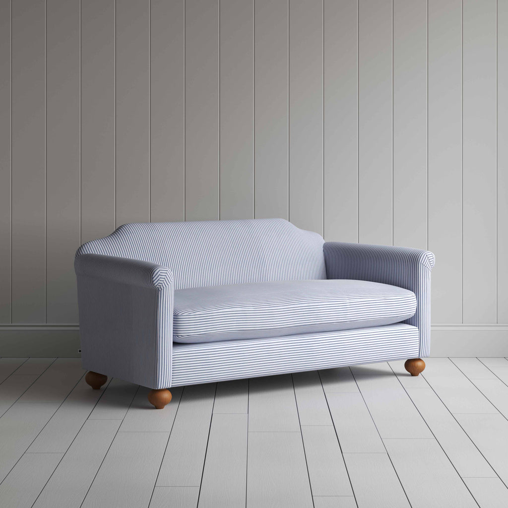 Dolittle 3 Seater Sofa in Ticking Cotton, Aqua Brown - Nicola Harding