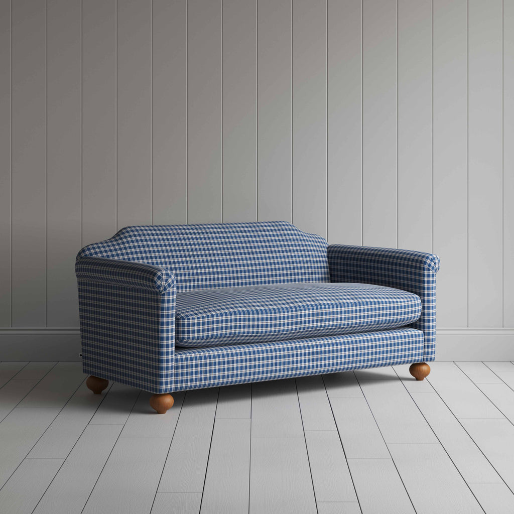 Dolittle 3 Seater Sofa in Well Plaid Cotton, Blue Brown - Nicola Harding