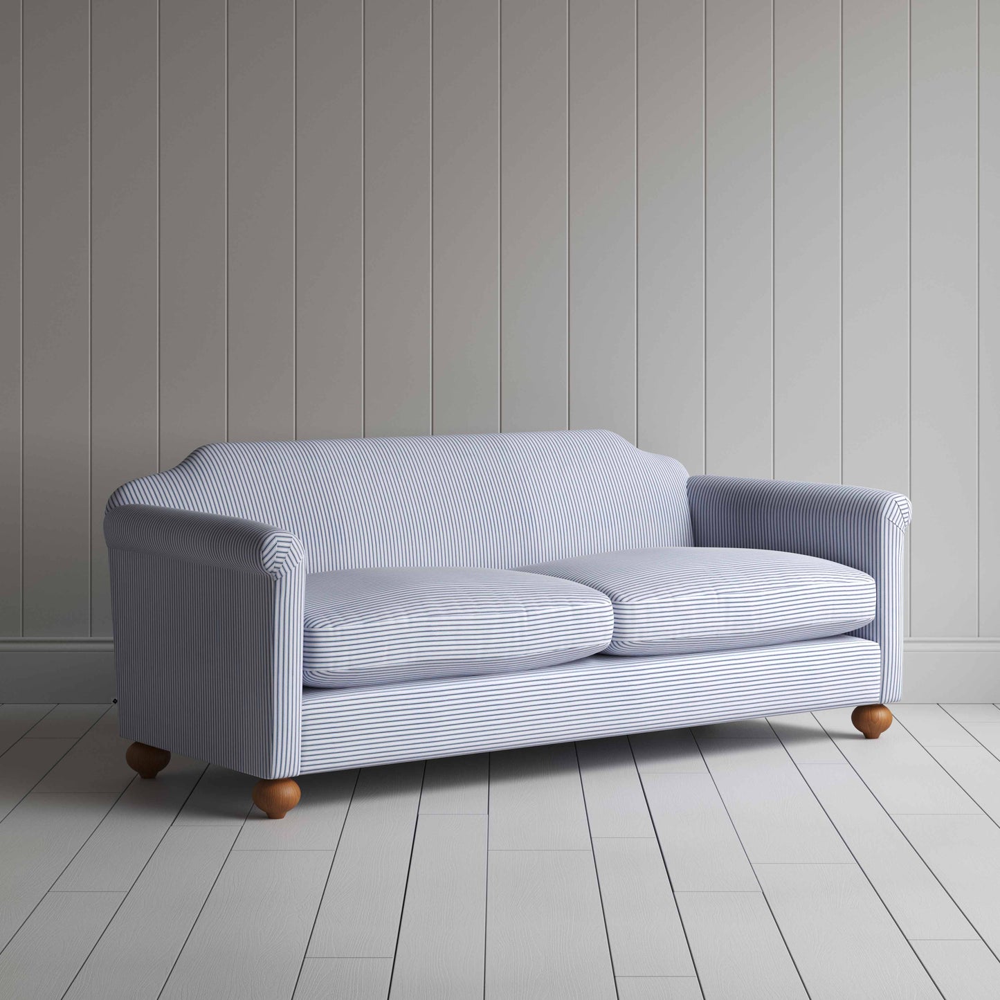 Dolittle 4 Seater Sofa in Ticking Cotton, Aqua Brown