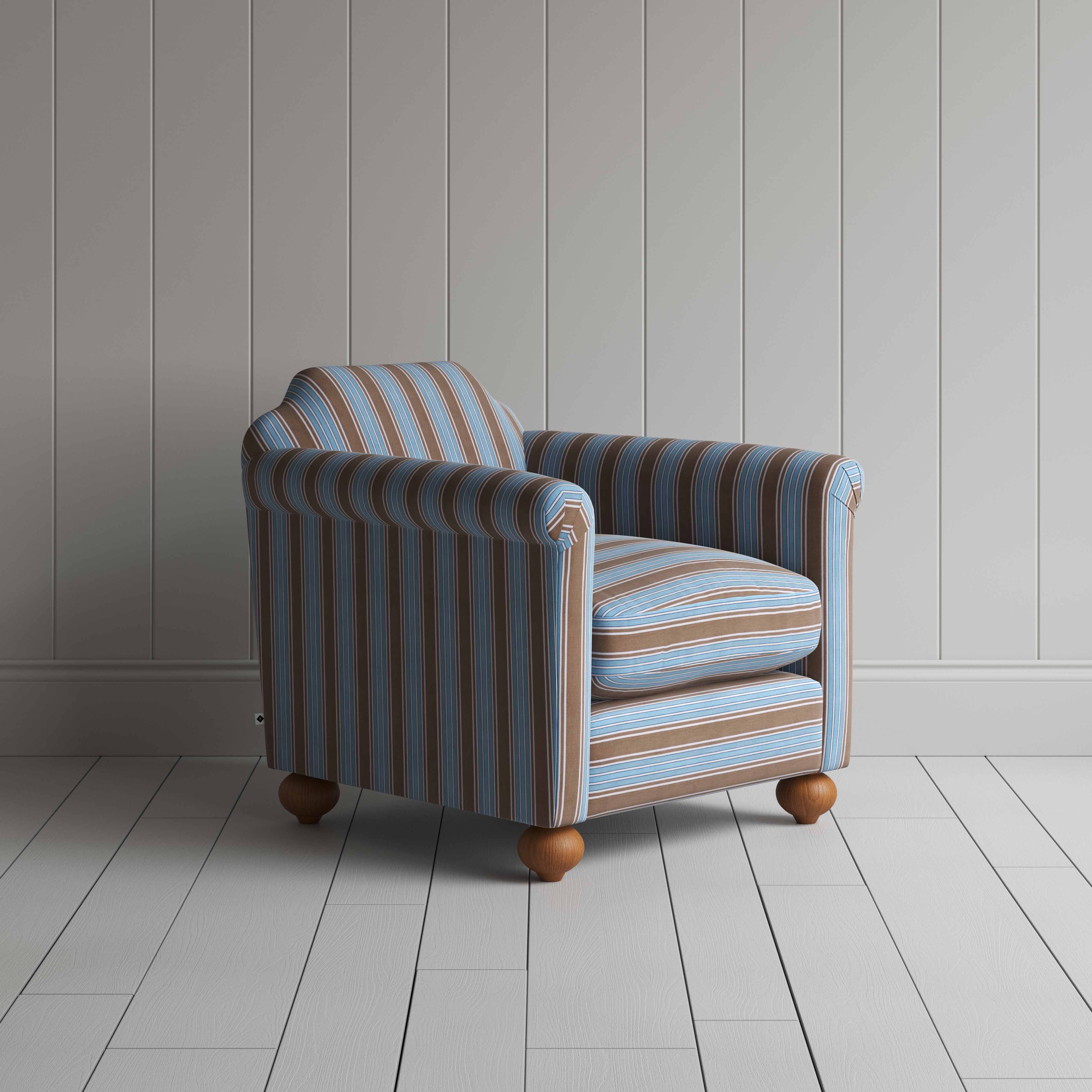 Dolittle Armchair in Regatta Cotton, Blue - Nicola Harding