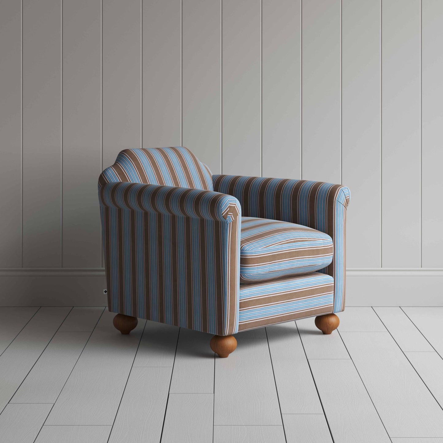 Dolittle Armchair in Regatta Cotton, Blue - Nicola Harding