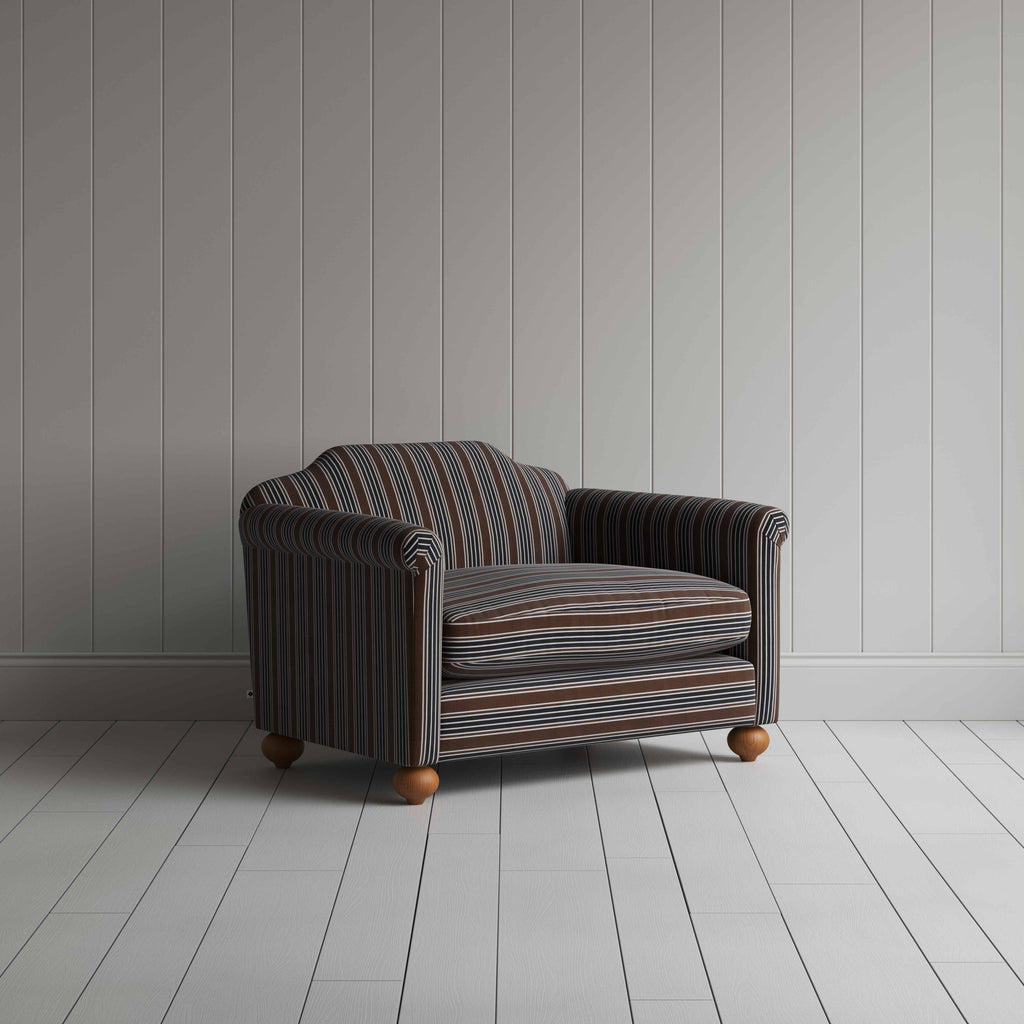 Dolittle Love Seat in Regatta Cotton, Charcoal - Nicola Harding