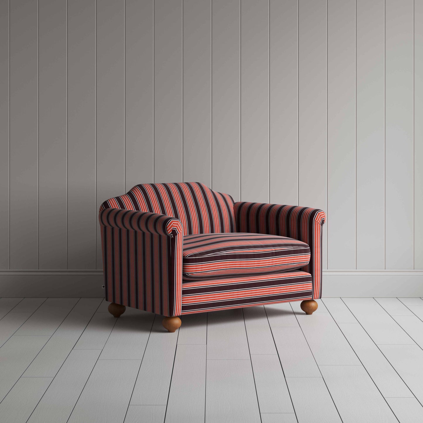 Dolittle Love Seat in Regatta Cotton, Flame - Nicola Harding