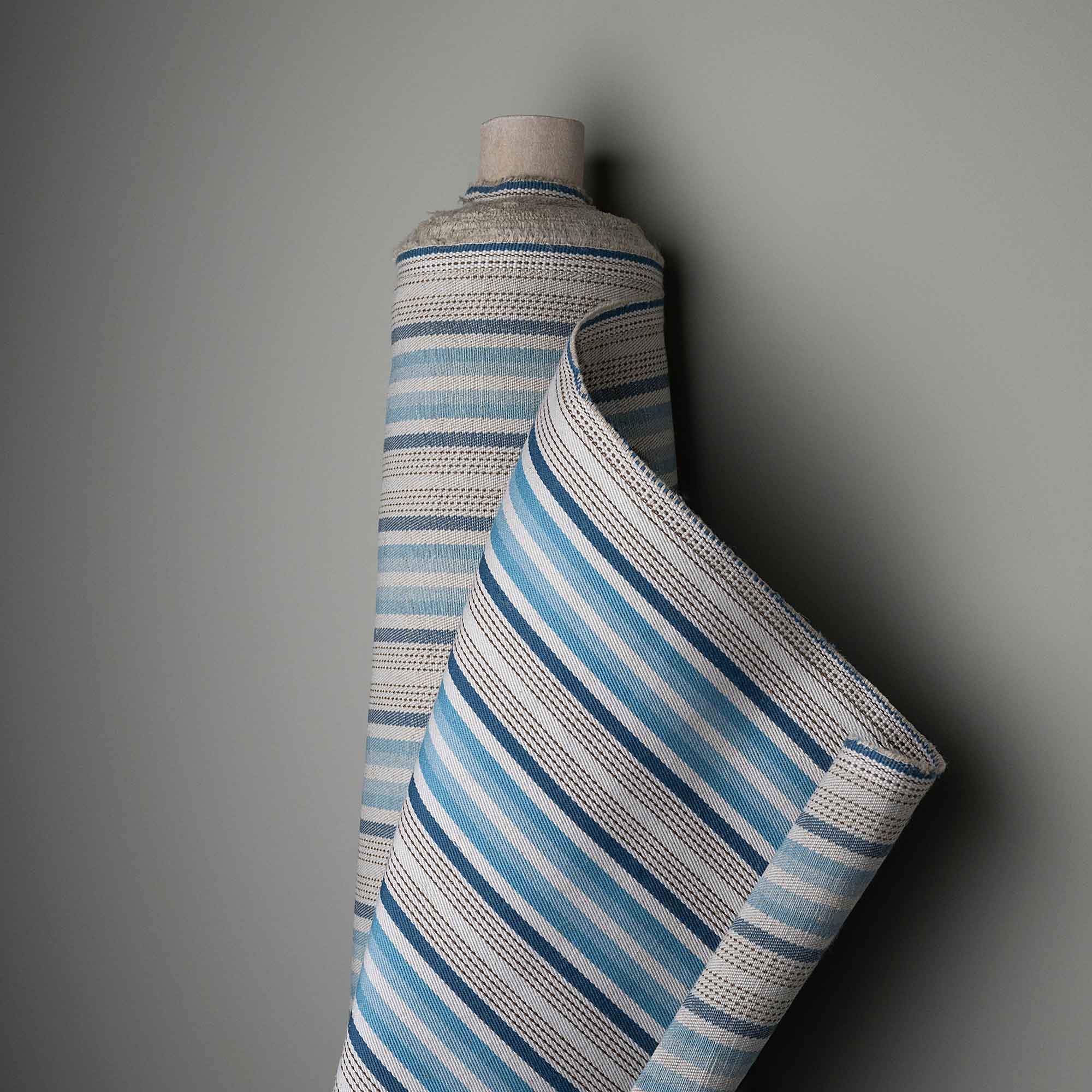 Slow Lane Cotton Linen, Blue Fabric Roll - Nicola Harding