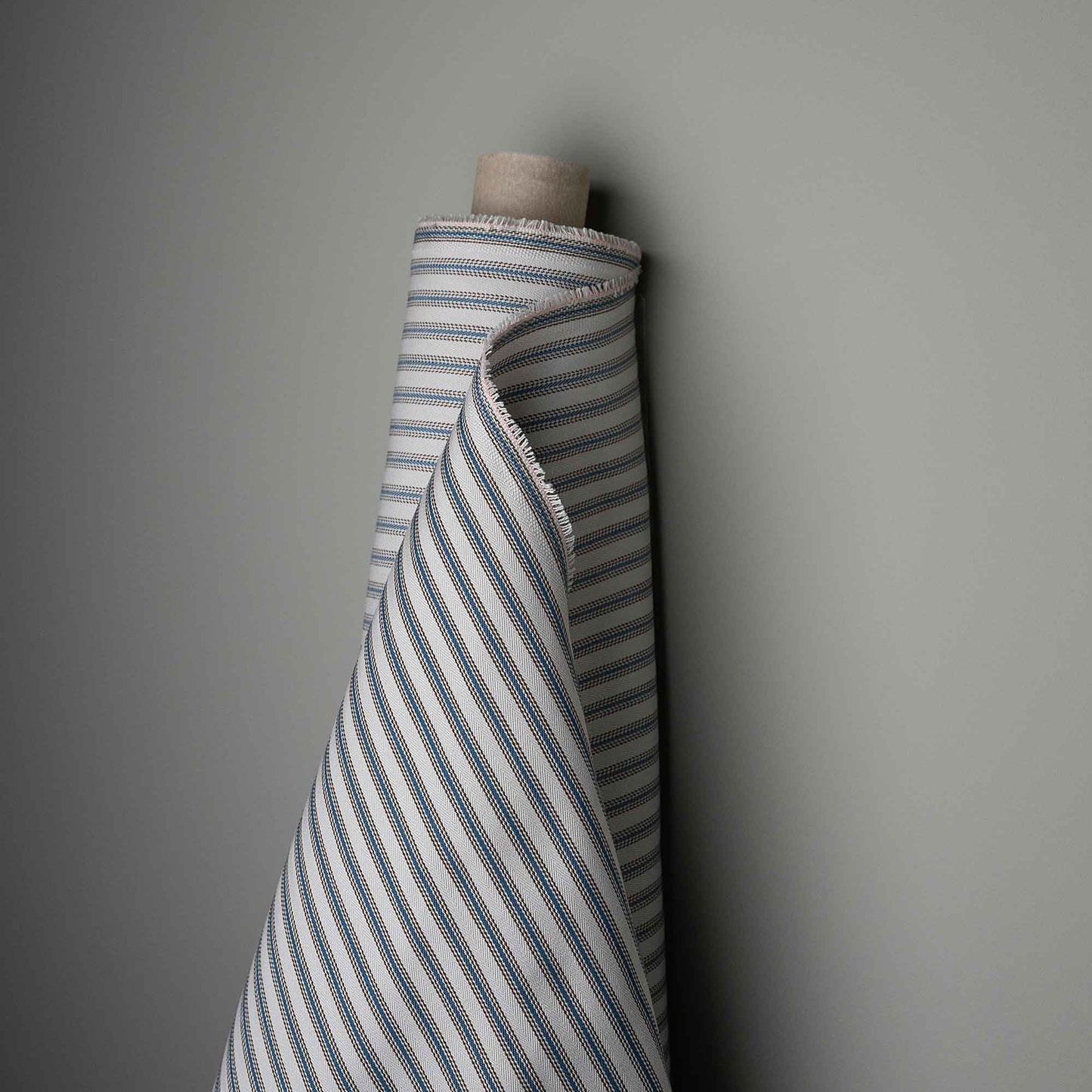 Ticking Cotton, Blue Brown, Fabric Roll - Nicola Harding