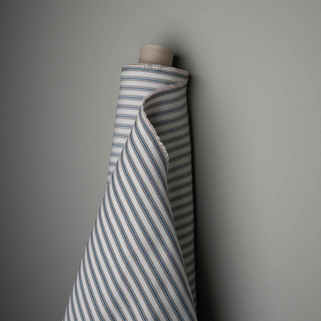 Ticking Cotton, Blue Brown, Fabric Roll - Nicola Harding