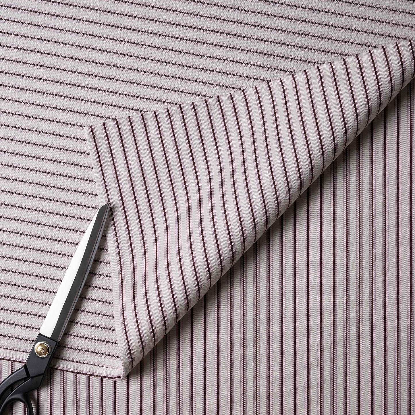 Ticking Cotton, Berry, Fabric With Scissor - Nicola Harding