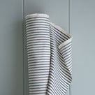 Ticking Cotton Chocolate Navy Fabric Roll.