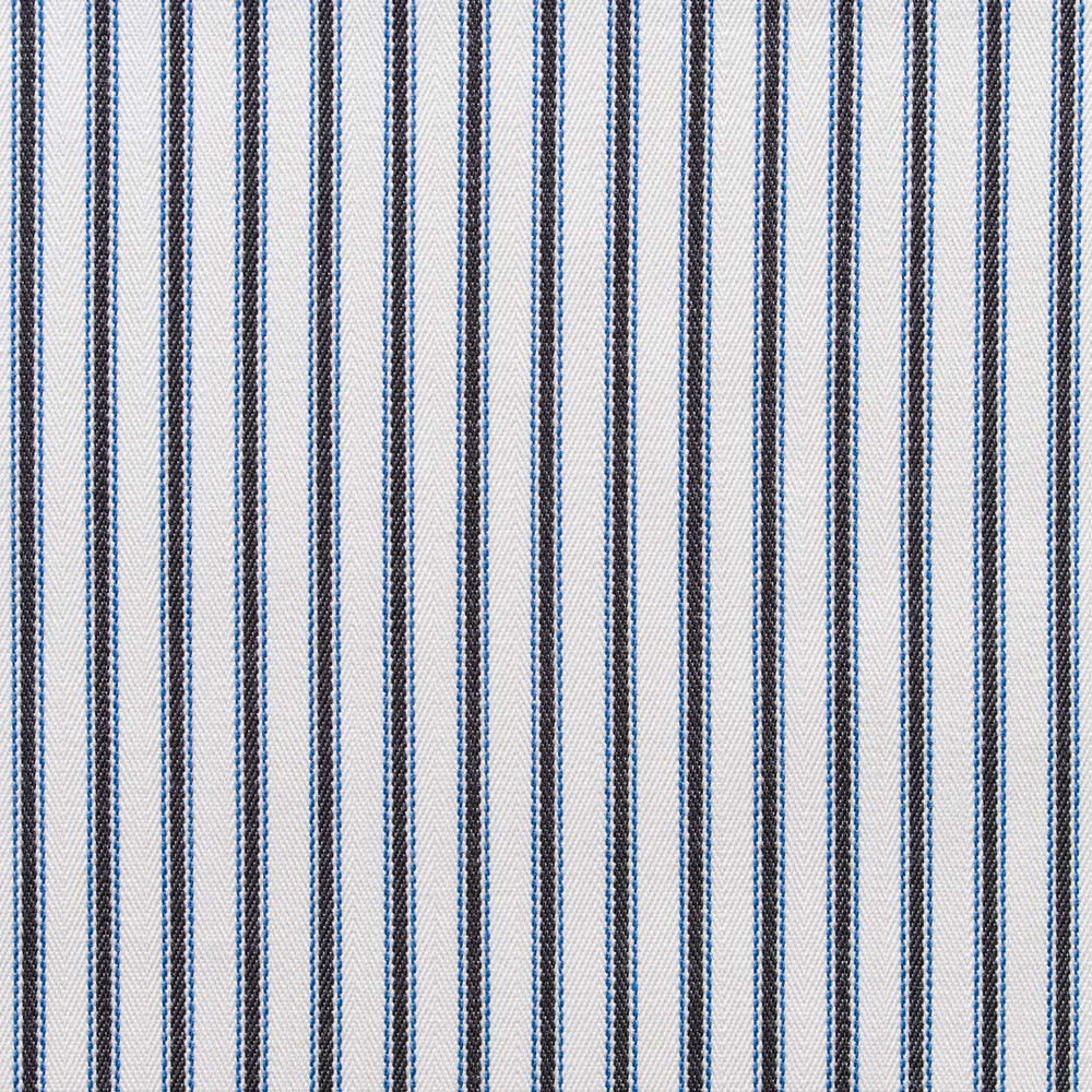 The texture of Ticking Cotton Chocolate Navy Fabric By The Metre
