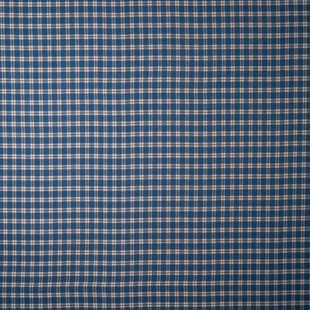 Mid-weight Organic Cotton, Well Plaid Blue Brown Fabric - By NiX