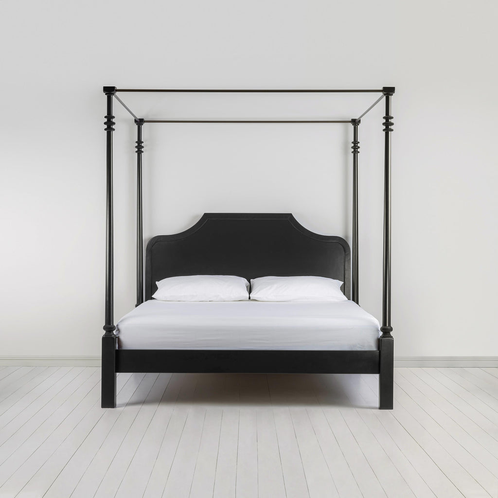 Folly Four Poster Bed in Jet Black Front View - Nicola Harding