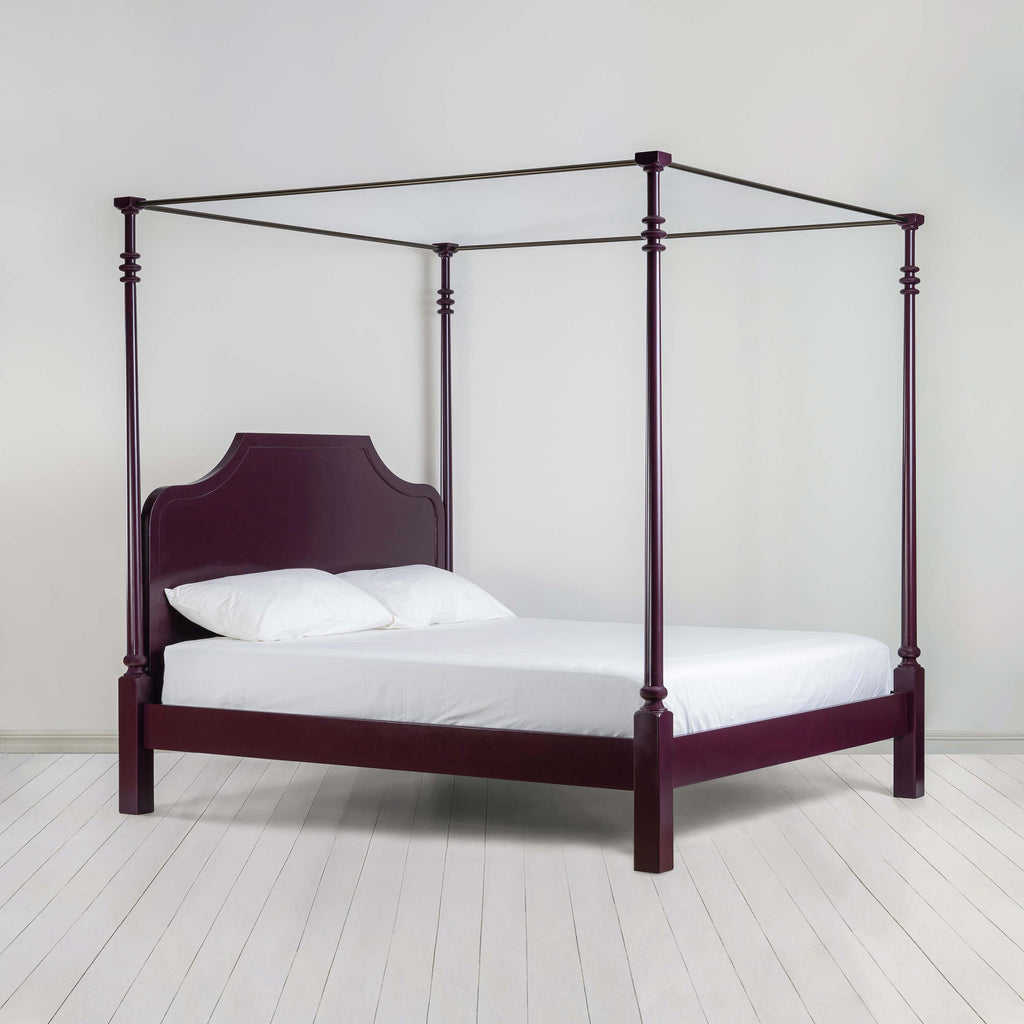 Folly Four Poster Bed in Plum - Full View - Nicola Harding