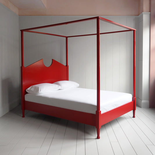 Out for the Count Four Poster Bed in Ruby Red