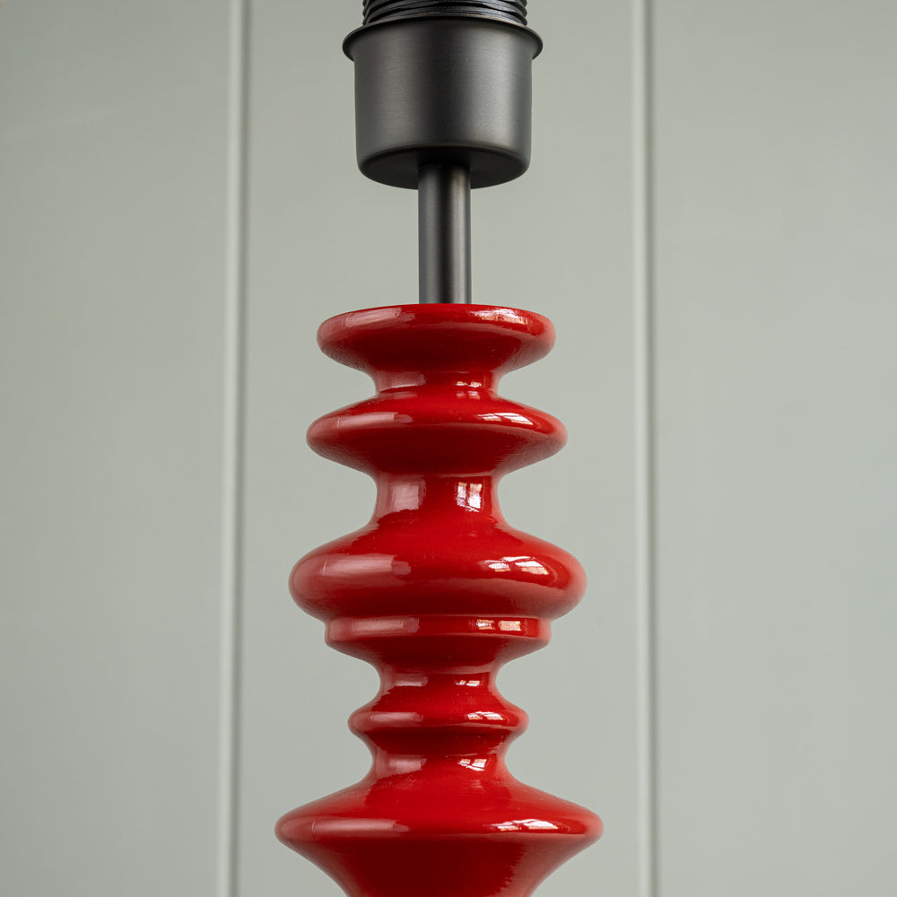 Good Turn Wooden Table Lamp Base in Scarlet Red