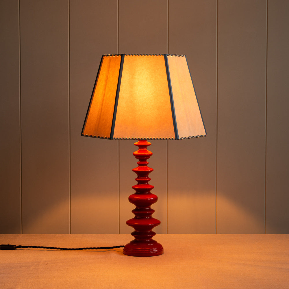 Good Turn Wooden Table Lamp Base in Scarlet Red