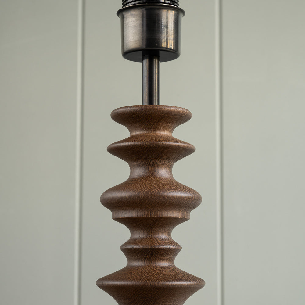Good Turn Wooden Table Lamp Base in Smoky Oak