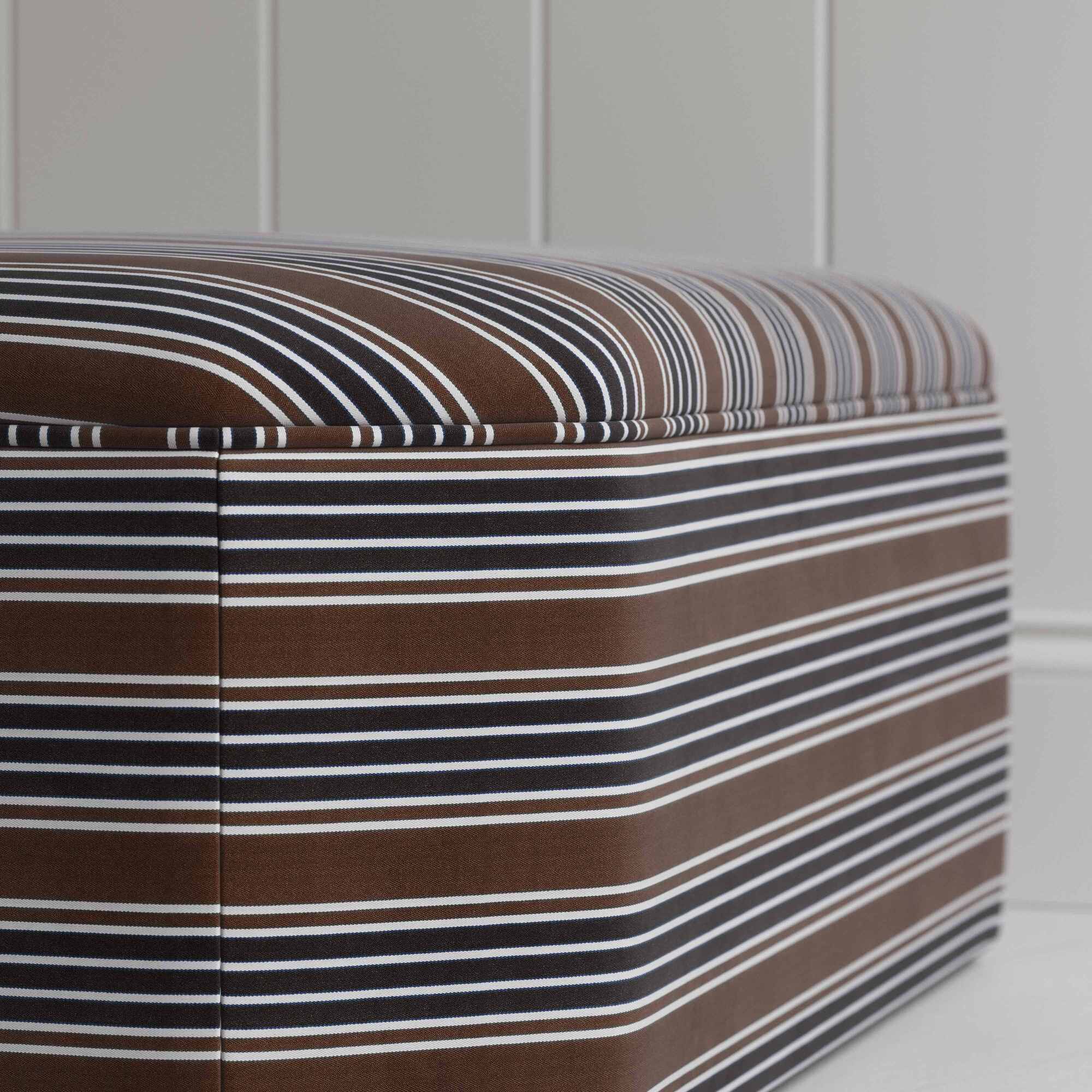 Design Closeup of Ottoman in Regatta Cotton, Charcoal - Nicola Harding