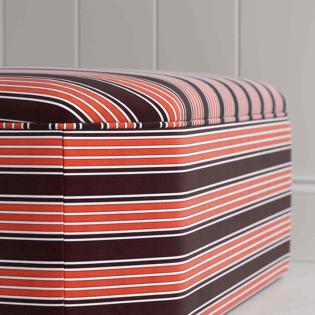 Design Closeup of Ottoman in Regatta Cotton, Flame - By Nicola Harding & Co.