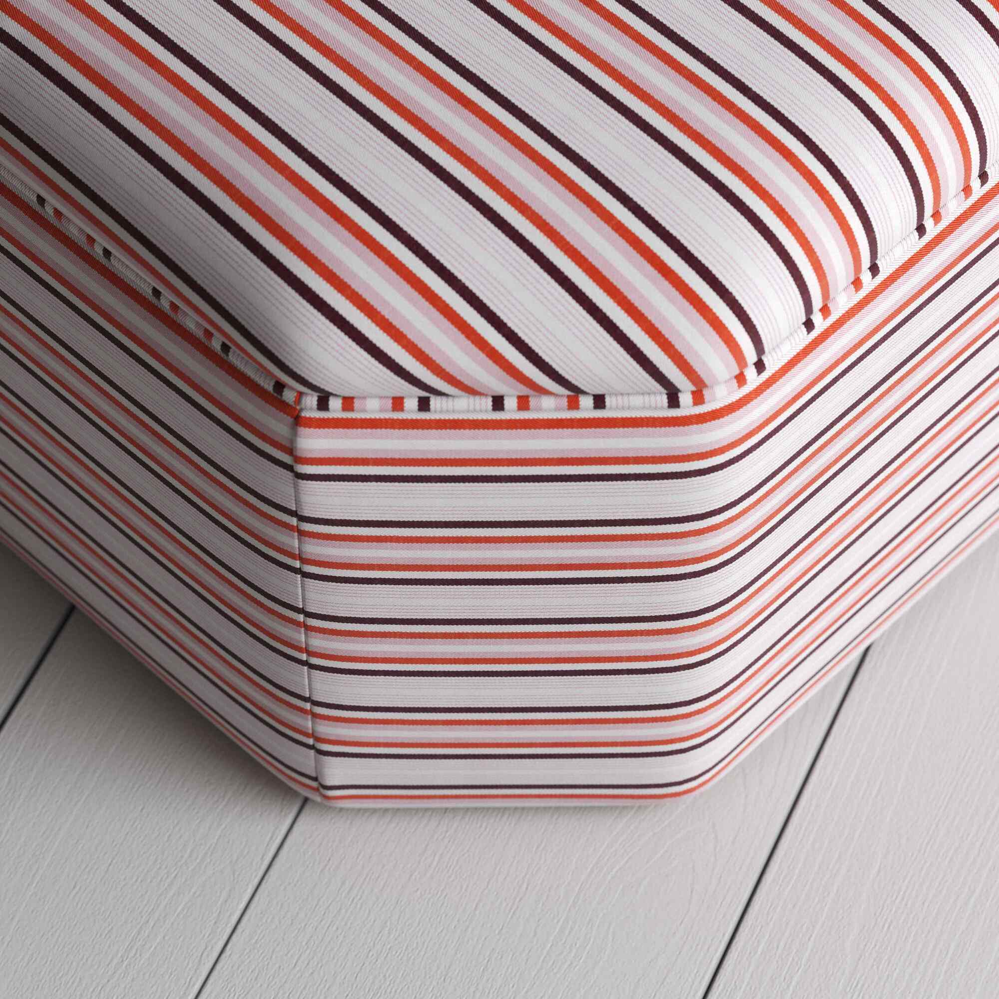 Top View Closeup of Ottoman in Slow Lane Cotton Linen, Berry - Nicola Harding