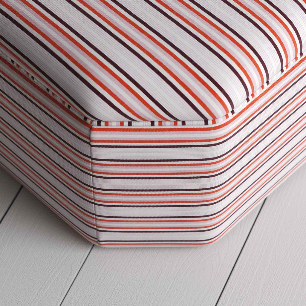 Top View Closeup of Ottoman in Slow Lane Cotton Linen, Berry - Nicola Harding