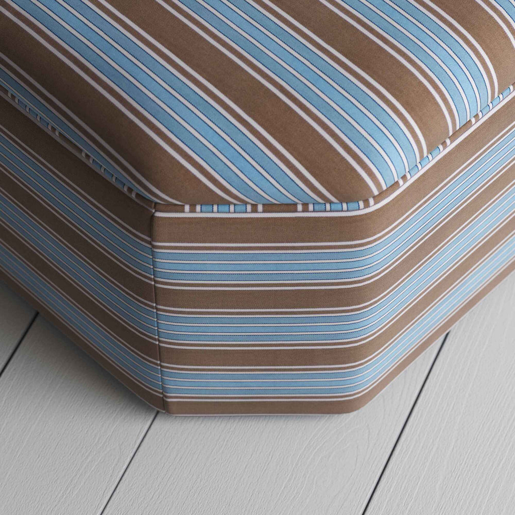 Top View of Ottoman in Regatta Cotton, Blue - Nicola Harding