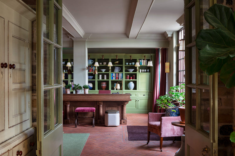 The Hotel Cavendish Baslow reading area was designed by Nicola Harding & Co.