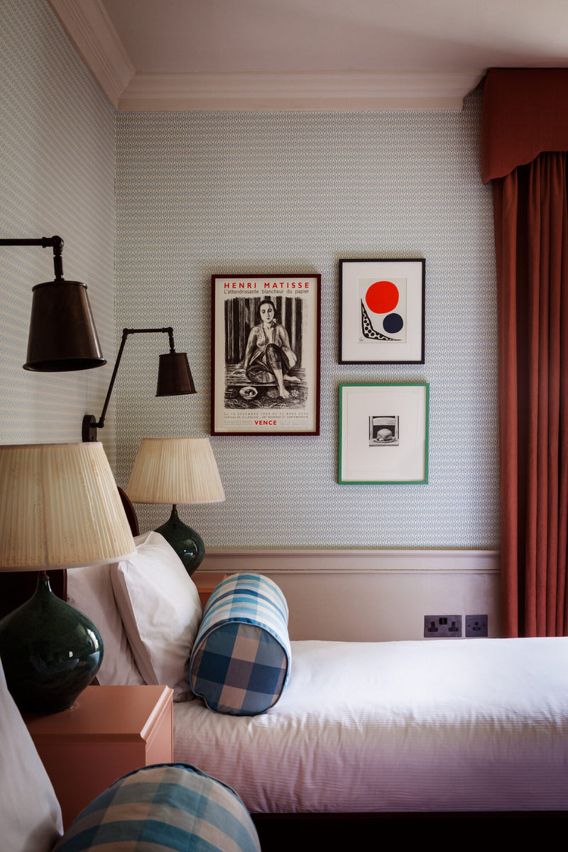 Stylish single bedroom designed by Nicola Harding & Co. in-hotel Cavendish Baslow